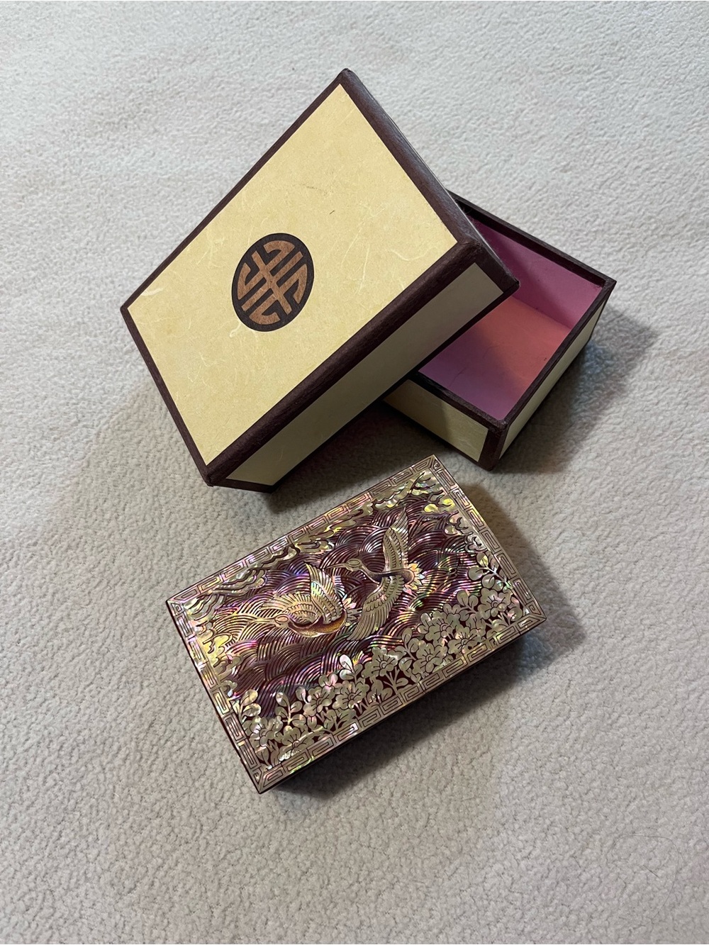 Decorative Mother-of-Pearl decorative box- Purple Gold Inlay